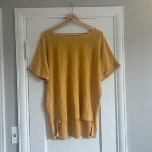Eileen Fisher Short Sleeve Linen and Cotton Goldenrod top